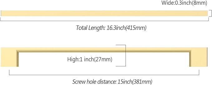Asidrama 6 Pack 15 Inch(381mm) Brushed Gold Kitchen Cabinet Handles, Cabinet Pulls Kitchen Cabinet Hardware for Cupboard Drawer Pulls