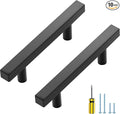 Ravinte 10 Pack Matte Black Cabinet Pulls Slim Kitchen Cabinet Handles 5 inch Hole Center Drawer Pulls Kitchen Drawer Handles Square Hardware
