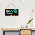 Personalized Sign Stars Wall Hanging Sign For Kids Room, Motivational Hanging Plaque Sign Outer Space Room Wall Art Decor, Starry Sky Nursery Decor for Boys Room Playroom Décor