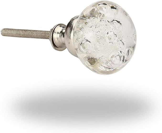 Perilla Home Set of 6 Crystal Bubble Knobs Decorative Glass Knobs for Home Kitchen Cabinet Vintage Hardware Cupboard Door Dresser Wardrobe Drawer Pulls (Clear)