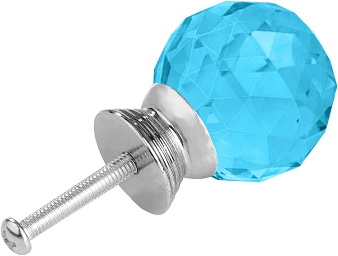 12 Pcs 30mm Round Shape Crystal Glass Cabinet Knobs with Screws Drawer Knob Pull Handle Used for Kitchen, Dresser, Door, Cupboard(Azure)