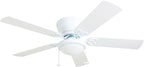 Prominence Home Benton Traditional 52 Inch Ceiling Fan with Light, LED Flush Mount Ceiling Fan, Indoor Fan with 5 Blades, White and Gray Oak Blade Finish Options, White (50852-01)