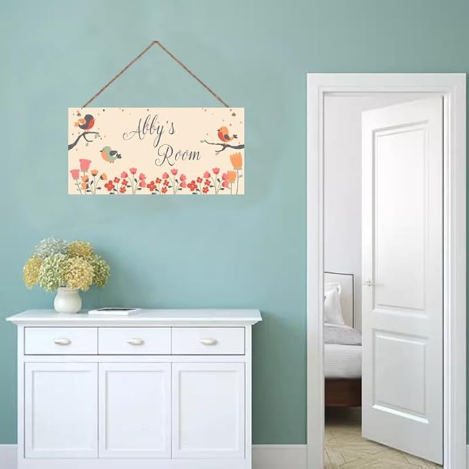 Personalized Name Sign Birds and Tree Decor For Girls Bedroom Baby Nursery Room Door Wood Plaque Hanging Wall Art Decor For Boys Room