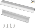 JOOJA 10 Pack Modern Style Finger Edge Pull Furniture DrawerHandles Hidden Cabinet Kitchen Drawer Handles Knobs, Silver 120mm