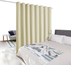 NICETOWN Room Dividers Curtains Screens Partitions, Premium Heavyweight Laundry Room Divider for Office, Vintage and Sliding Room, Including 16 Silver Ring Top (1 Panel, 15ft Wide x 8ft Long, Beige)