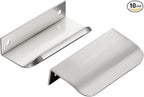 Ravinte Hardware 10 Pack Silver Cabinet Handles, 3.15 Inch (80mm) Finger Edge Pulls, 2-1/2 Inch Hole Center, Finger Pulls for Cabinets