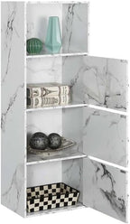 Convenience Concepts Xtra Storage 3 Door Cabinet in White Faux Marble Wood Finish