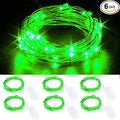 YKB 6 Pack Green LED Starry String Lights with 20 Mini LEDs on 6.6FT/2M Copper Wire, Fairy Lights Powered by 2xCR2032(Incl) Batteries, for Wedding Table Holiday Halloween Christmas Decorations