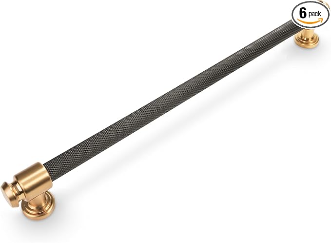 6 Pack Matte Black & Champagne Bronze 12.5 inch Pull Handles for Cabinets & Drawers