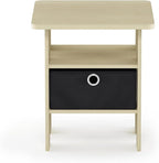 Furinno ANDREY Side Table, End Table, Night Stand with Open Shelves and Storage Bin, Bedside Table, for Living Room, Bedroom, Steam Beech