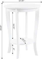 Convenience Concepts American Heritage Round End Table, White