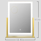 Makeup Vanity Mirror with Lights 17.2" Large LED Lighted Mirror, Hollywood Make Up Mirror with Lighting, Smart Touch,Detachable 5X Magnification 360° Rotation, (Gold,Gift Box)