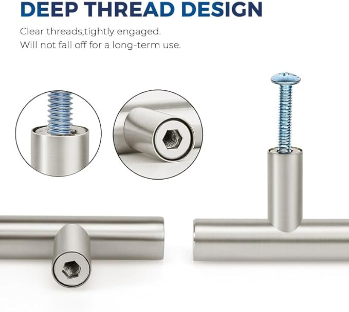 JOY DECOR 3 Pack Cabinet Knobs, Brushed Nickel Cabinet Handles, 2in Kitchen Cabient Knobs, Single Hole Drawer Knobs for Dresser Drawers