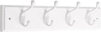 Liberty Hardware 129847 18-Inch Coat and Hat Rail/Rack with 4 Heavy Duty Hooks, White and White