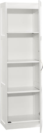 Sauder Miscellaneous Tall Storage Cabinet, Kitchen Pantry, Single Door with Adjustable Shelves, White Finish