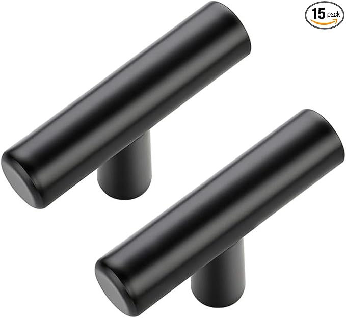 JOY DECOR 15 Pack Cabinet Knobs, Black Cabinet Handles, 2in Kitchen Cabient Knobs, Single Hole Drawer Knobs for Dresser Drawers