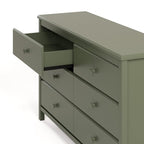 Storkcraft Alpine 6-Drawer Dresser (Olive) – GREENGUARD Gold Certified, Green Dresser for Bedroom, Kids & Nursery Storage Drawers, Safety Interlocking Drawers, Pre-Installed Tracks, Kids Bedroom