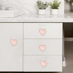 6 Pcs Brass Knobs Drawer Pulls Handles Heart-Shaped Gold Cabinet knobs, Suitable for Bathroom Drawer Kitchen Door Pulls Handles Heart-Shaped Handles (Pink)
