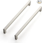 Ravinte 3 Pack 10 Inch Square Cabinet Handles - Satin Nickel & Brushed Nickel Drawer Pulls - Kitchen Cabinet Hardware