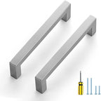 Ravinte 15 Pack Brushed Nickel Kitchen Cabinet Handles 5 Inch Cabinet Pulls Square Kitchen Hardware for Cabinet Drawer Pulls Drawer Handles Come with Screwdriver