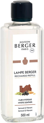 Maison Berger - Mystic Leather - Lampe Berger Fragrance Refill Oil for Home Diffusers - Luxury Air Freshener with Blackberries, Rose & Leather Notes - 16.9 Fl Oz (500ml)