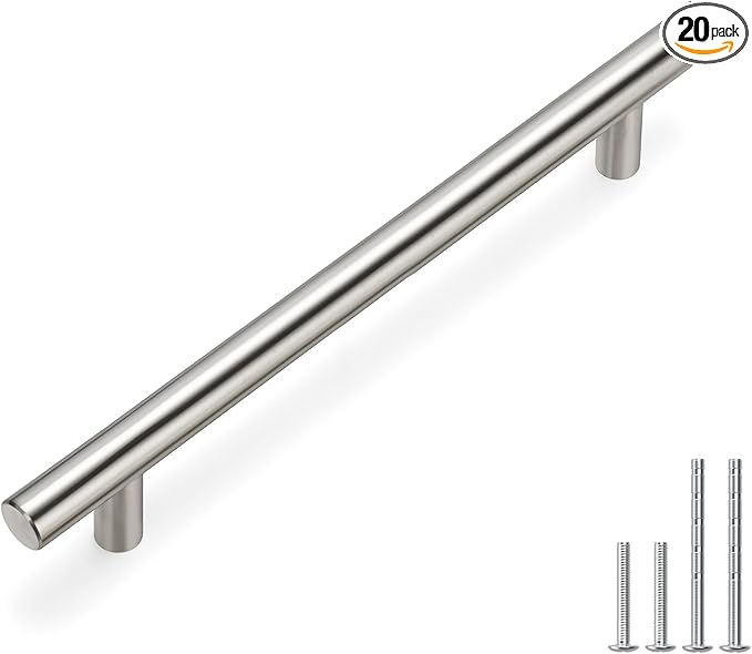 homdiy 20Pack Cabinet Handles Brushed Nickel Drawer Pulls Stainless Steel Cabinet Hardware - HD201BSS 6-1/4In Cupboard Handles Tbar Kitchen Cabinet Pulls