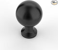 Amerdeco 10 Pack Matte Black Cabinet Knobs Single Hole Cabinet Pulls Round Kitchen Cabinet Knobs Solid Drawer Knobs Dresser Knob for Bathroom Cabinets ZH0041