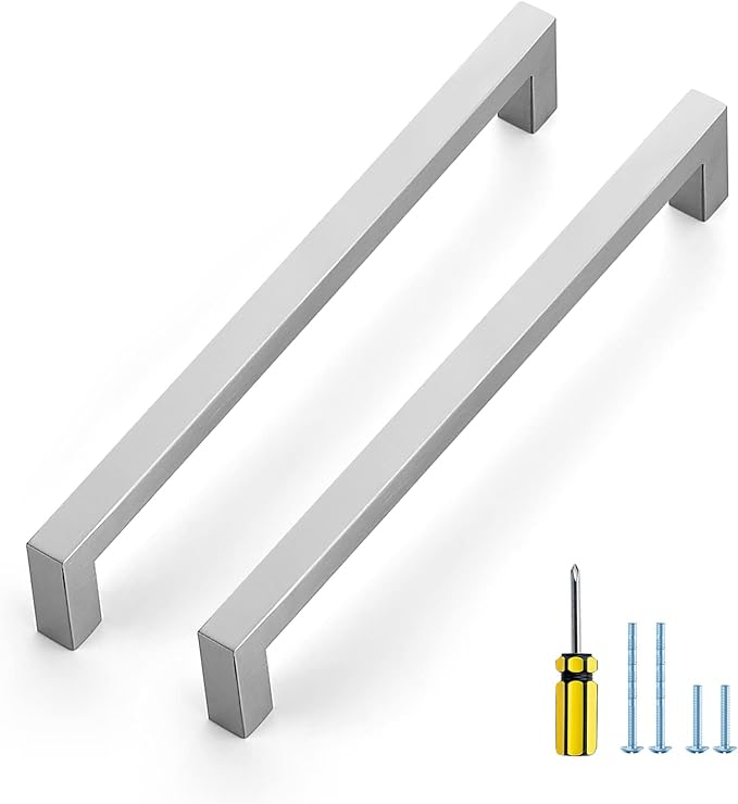 Ravinte 20 Pack Brushed Nickel Kitchen Cabinet Handles 8 Inch Cabinet Pulls Square Kitchen Hardware for Cabinet Drawer Pulls Drawer Handles Come with Screwdriver