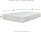 Signature Design by Ashley Queen Size Chime 10 Inch Medium Firm Memory Foam Mattress with Green Tea & Charcoal Gel for Pressure Relief, Fiberglass Free, Mattress In A Box