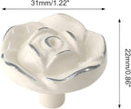 Uenhoy 5 Pcs Vintage Rose Drawer Knobs - Antique Rose Flower Cabinet Knobs for Dresser Vanity Nightstand Closet with Screws (Ivory White with Silver Edge)