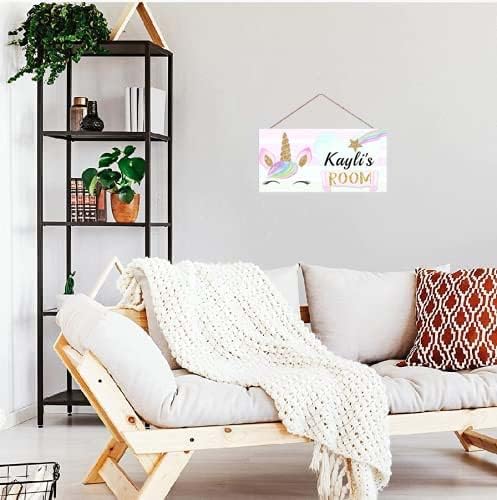 Personalized Signs Rainbow Unicorn Sign Kids Door Sign Wall Decor Art Sign for Kids Room Bedroom Game Room Custom Name Girls Room