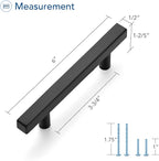 Ravinte Black Cabinet Handles 10 Pack 3-3/4 inch Matte Black Square Cabinet Pulls Kitchen Hardware 6 inch Overall Length Kitchen Drawer Pulls