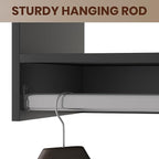 ROOMTEC 25.5" Double Hanging Closet Unit, Modular Closet System with Hanging Rod, Wardrobe Organizer for Bedroom or Walk-in Closet, Wall Mounted, Customizable Clothes Storage Unit, Black
