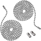 Vinaco Pull Chain, 2 Pieces 36 Inch Stainless Steel Bead Chain, Great Pulling Force & Rustproof, 6 Size, 3.2mm ball chain with 4 free Matching Connectors - Silver (36 inch)