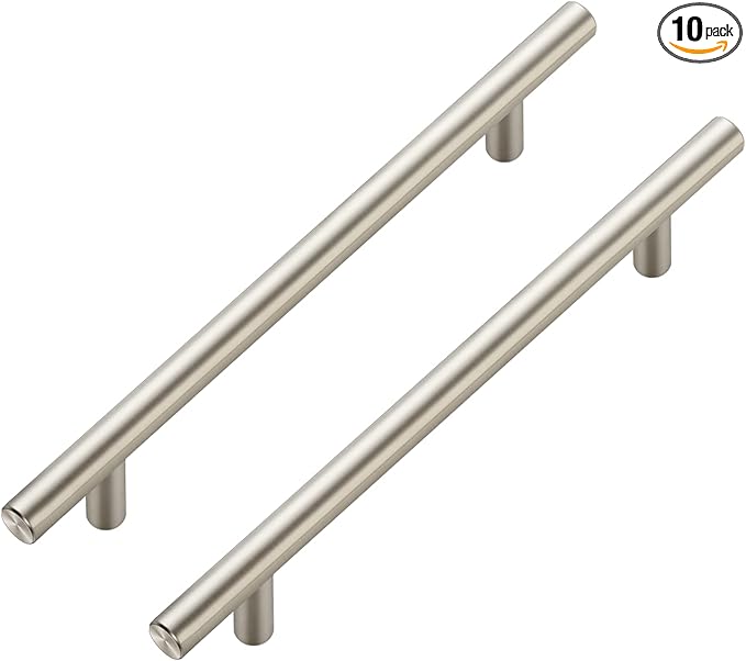 Ravinte 10 Pack 8-13/16 Inch Cabinet Handles Brushed Nickel Stainless Steel Kitchen Drawer PullsCupboard Cabinet Pulls 8-13/16"Length,6-1/4" Hole Center