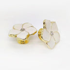 4 White Flower Petal Handles Kitchen Cabinet Knobs & Drawer Pulls (Gold, 8 Screws)