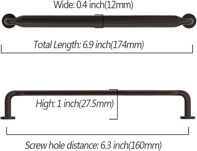 Asidrama 10 Pack 6.3 Inch(160mm) Oil Rubbed Bronze Kitchen Cabinet Handles, Cabinet Pulls Kitchen Cabinet Hardware for Cupboard Drawer Pulls