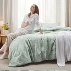 Bedsure Oversized Queen Comforter Set - Sage Green Bed Set, 3 Pieces Cute Floral Bedding, 1 Soft Reversible Botanical Flowers Comforter and 2 Pillow Shams