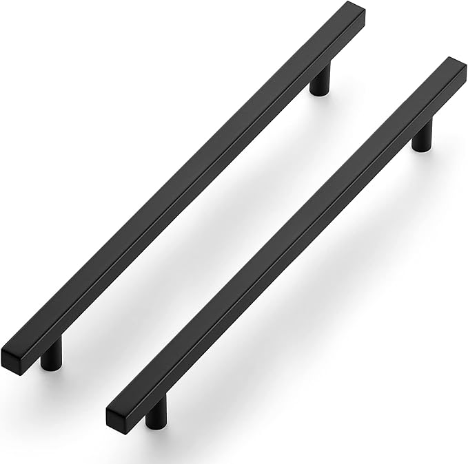 Ravinte Black Cabinet Handles 10 Pack 10 inch Matte Black Square Cabinet Pulls Kitchen Hardware 12-1/2 inch Overall Length Kitchen Drawer Pulls