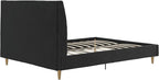 Novogratz The Her Majesty Upholstered Bed, Queen, Black Velvet