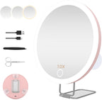 20X Magnifying Mirror with Light, Large 6inch Lighted Magnified Mirror 20x with 3 Suction Cups and 360° Table Stand, Rechargeable 3 Colors Dimming Vanity Makeup Mirror with Tweezers & Scissors