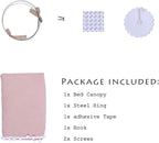Bed Canopy with Pom Pom for Kids Crib Baby Girl Netting Cover Canopy Crib Curtain Reading Nook Hanging Tent Nursery Play Game Castle Room Decoration (Pink)