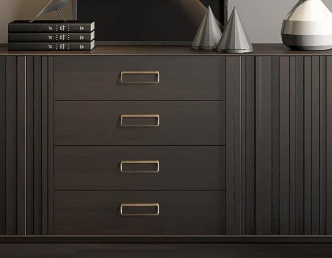 Goo-Ki Champagne Bronze Cabinet Pulls with Hole Center 5''(128MM),Modern Zinc Finger Pulls for Drawer,Wardrobe,Cupboard,6 Pack