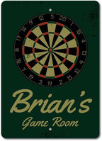 Brian's Game Room Personalized Name Aluminum Metal Sign for Man Cave Wall Decor Entertainment Space Hanging Plaque with Pre-Drilled Holes 8x12 Inch