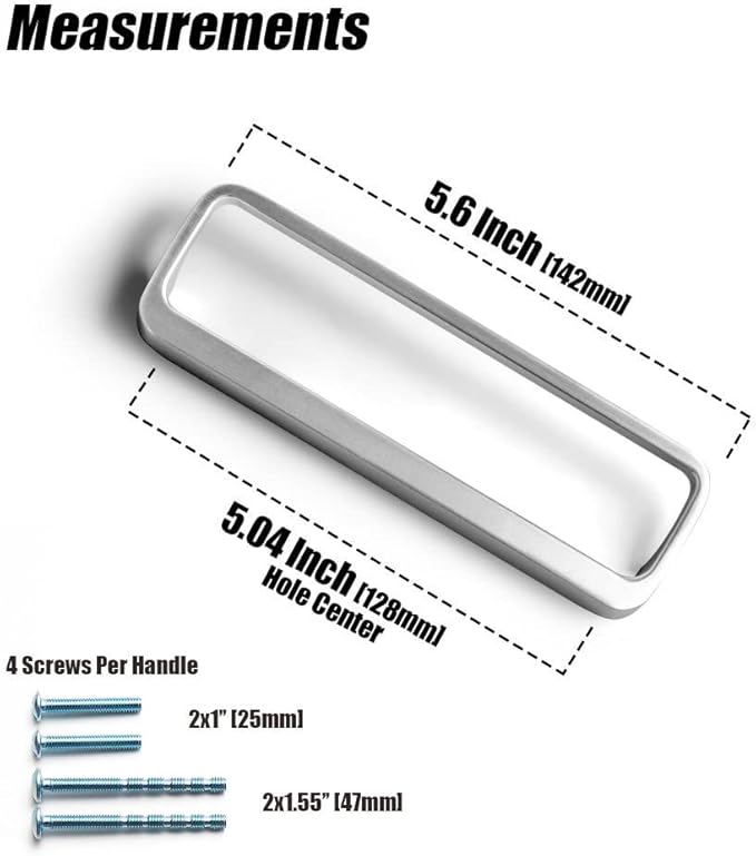 Goo-Ki Brushed Nickel Cabinet Pulls with 5'' Hole Center(128mm),Modern Zinc Alloy Drawer Pulls for Drawer,Wardrobe,Cupboard,6 Pack