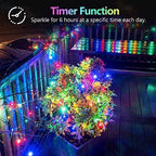 2 Pack 100LED Christmas Battery Operated Fairy Lights with Remote, 8 Modes String Lights with Timer, Dimmable, Memory Function, Waterproof Twinkle Lights for Outdoor Indoor Christmas Decor(Multicolor)