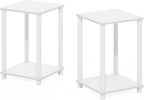 Furinno Turn-N-Tube Side Table Set of 2, 2-Tier Stackable End Table with Open Shelf, Toolless Night Stand, Bedside Table, for Living Room, Bedroom, White