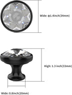 Asidrama Matte Black Kitchen Cabinet Knobs - 10 Pack Clear Crystal Drawer Knobs for Dresser and Cabinet Hardware