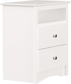 Prepac Sonoma 2 Drawer Nightstand: Elegant Bedroom Furniture, Bedside Table with Open Shelf, 23.25"W x 16"D x 28"H, White