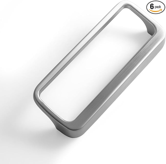 Goo-Ki Satin Nickel Cabinet pulls with 3''(76mm) Hole Center,Modern Zinc Alloy Finger Pulls for Drawer,Wardrobe,Cupboard,6 Pack